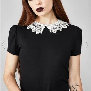Dolls Kill Black Top with White Lace Collar